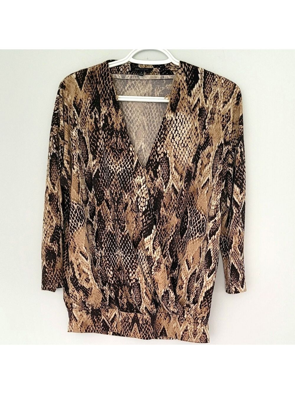 AK Anne Klein Animal Print Blouse Size S